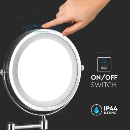 LED Zidno kozmetičko ogledalo LED/3W/6V 4xAA IP44