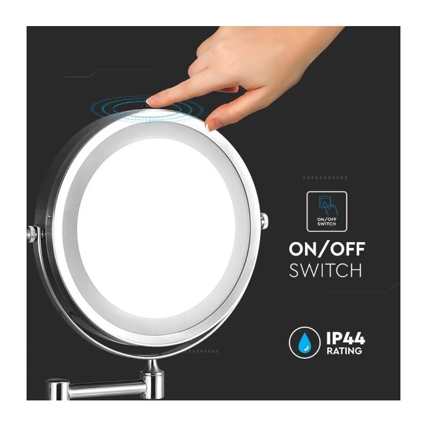 LED Zidno kozmetičko ogledalo LED/3W/6V 4xAA IP44