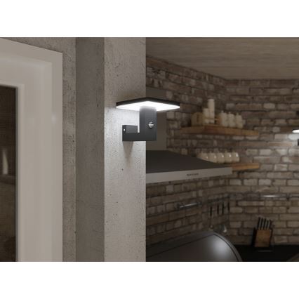 LED Zidno spoljašnje osvetljenje sa senzorom BARI LED/10W/230V 4000K IP54 antracit