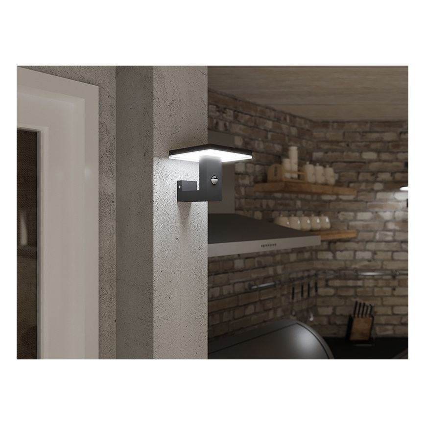 LED Zidno spoljašnje osvetljenje sa senzorom BARI LED/10W/230V 4000K IP54 antracit