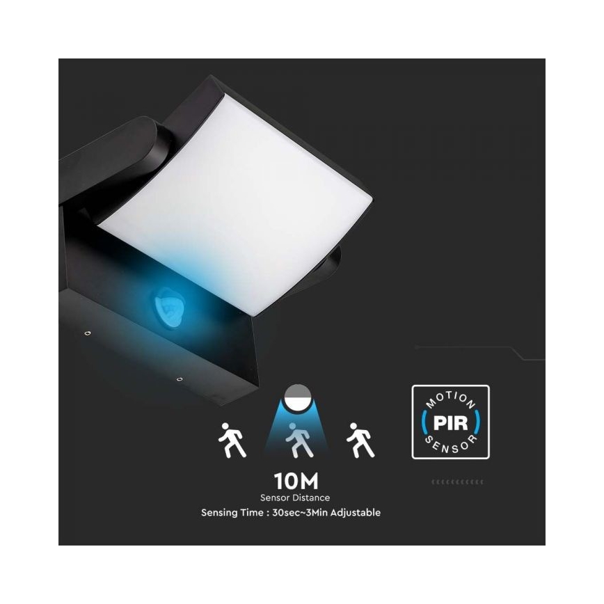 LED Zidno spoljašnje osvetljenje sa senzorom LED/17W/230V 4000K IP65 crno