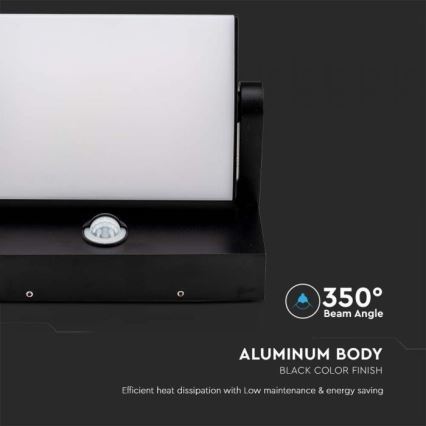 LED Zidno spoljašnje osvetljenje sa senzorom LED/17W/230V 4000K IP65 crno