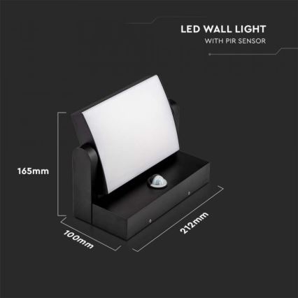 LED Zidno spoljašnje osvetljenje sa senzorom LED/17W/230V 4000K IP65 crno