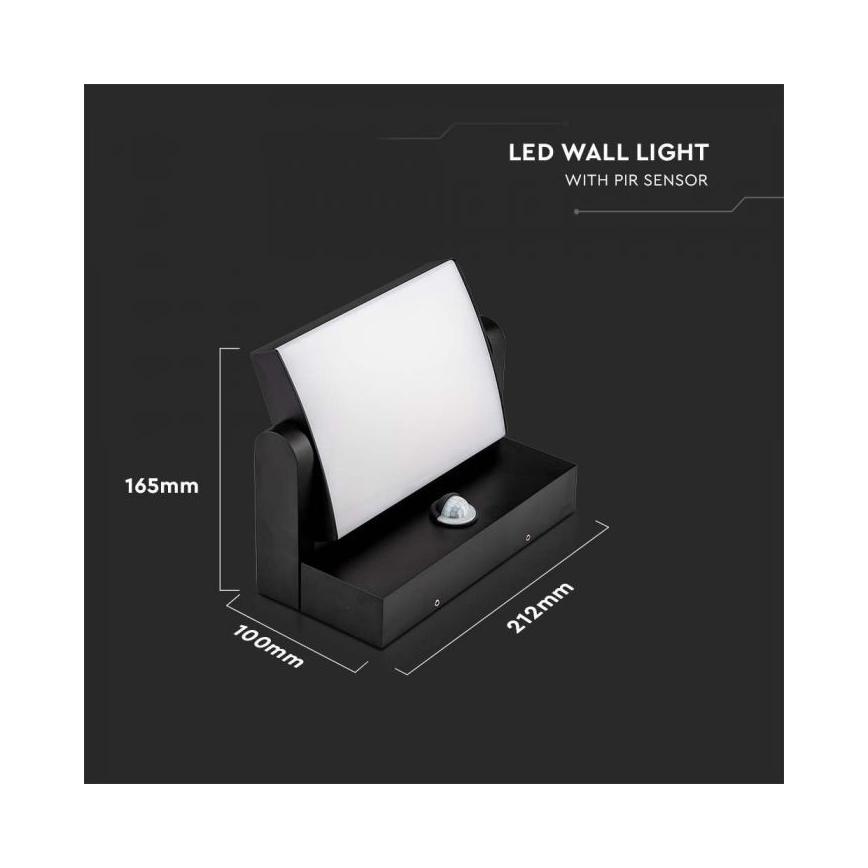LED Zidno spoljašnje osvetljenje sa senzorom LED/17W/230V 4000K IP65 crno