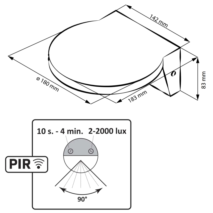 LED Zidno spoljašnje osvetljenje sa senzorom TESA LED/10W/230V IP54 crno