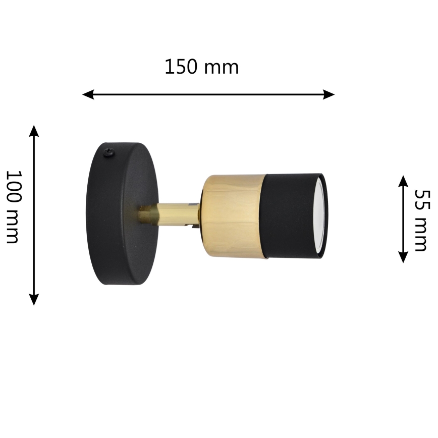LED zidno spot svetlo TUBSSON 1xGU10/4,8W/230V crna/zlatna