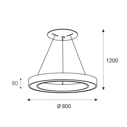 LED2 - LED luster na sajli SATURN LED/80W/230V 3000K pr. 80 cm bela
