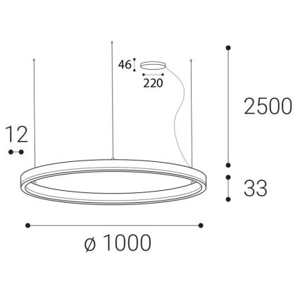 LED2 - LED Prigušivi luster na sajli CIRCLE LED/80W/230V 3000K/4000K pr. 100 cm bela