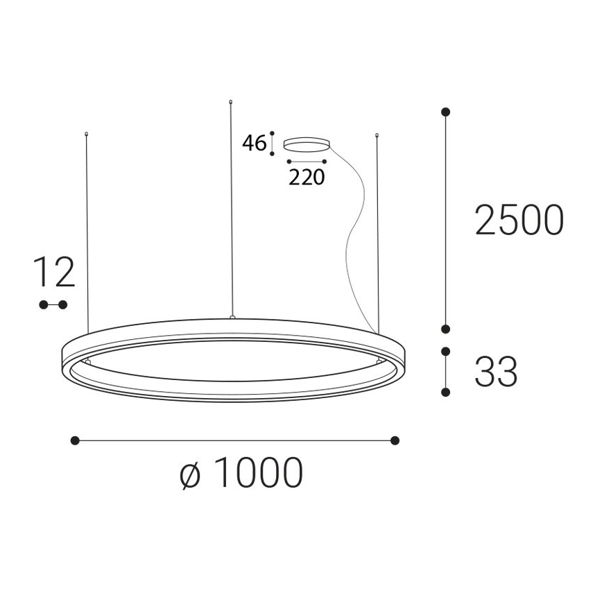 LED2 - LED Prigušivi luster na sajli CIRCLE LED/80W/230V 3000K/4000K pr. 100 cm bela