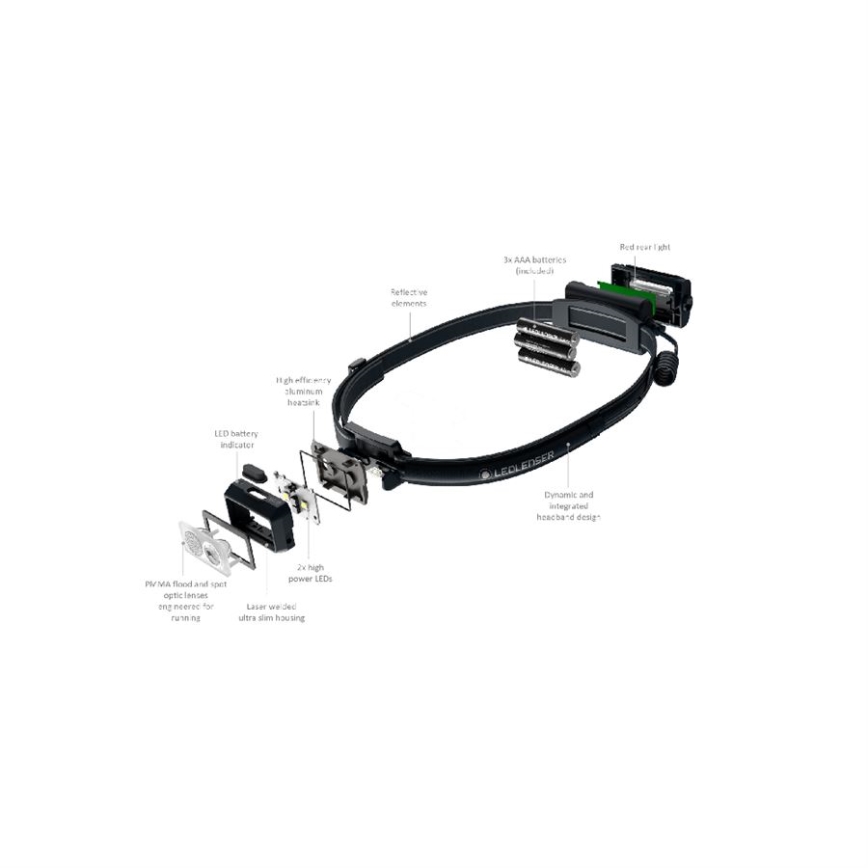 Ledlenser NEO3 - LED prigušiva čelovka LED/3xAAA IP54 400 lm 20 h crna/bela