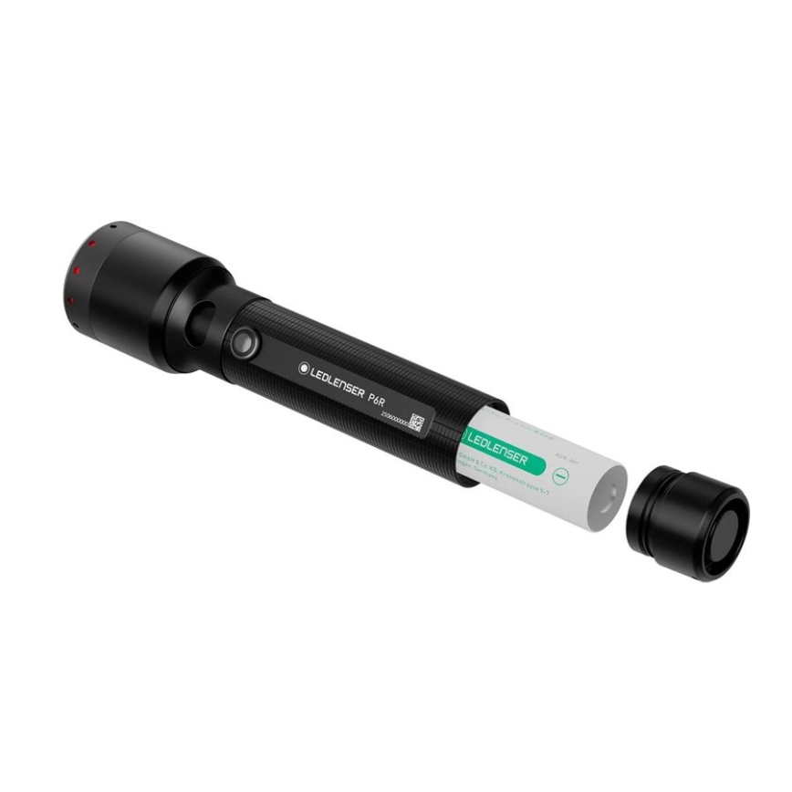 Ledlenser P6R - punjiva LED baterijska lampa sa prigušivačem, 3000 mAh, IP68, 1200 lm, 65 h, crna