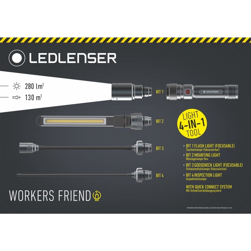 Ledlenser WORKERS FRIEND - LED prigušiva punjiva ručna lampa LED/2500 mAh 280 lm 80 h crna