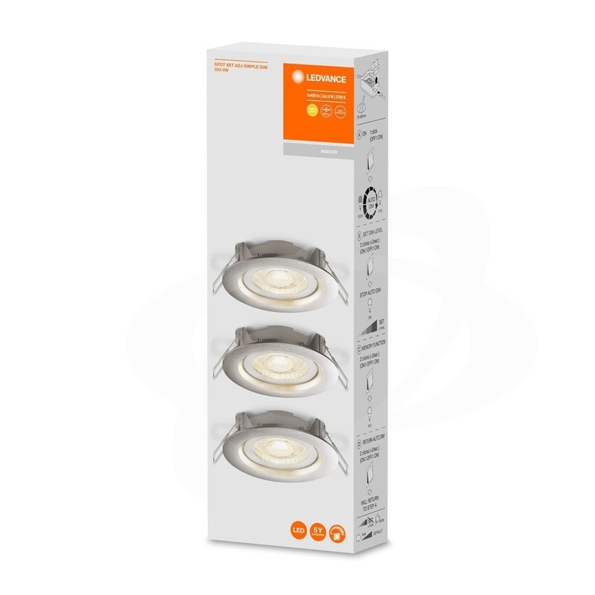 Ledvance - Komplet 3x LED prigušiva ugradna plafonska svetiljka SIMPLE LED/4,9W/230V