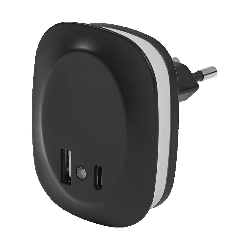 Ledvance - LED Noćno osvetljenje za utičnicu sa senzorom i USB LUNETTA LED/12,5W/230V 3000K crno