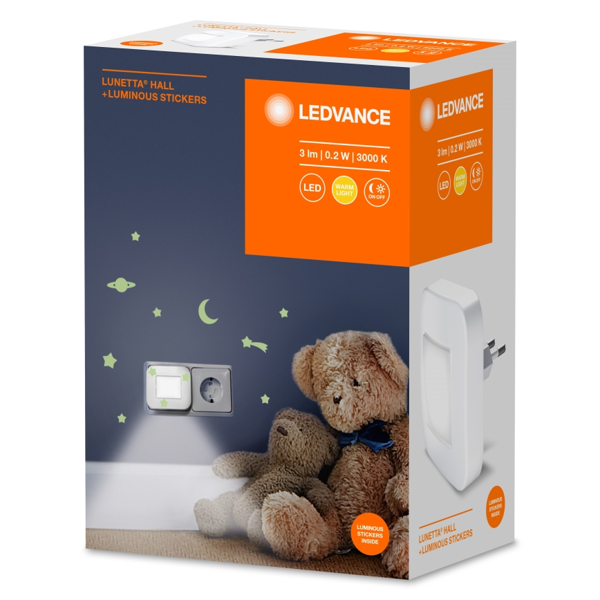 Ledvance - LED Noćno svetlo sa senzorom LUNETTA LED/0,2W/230V