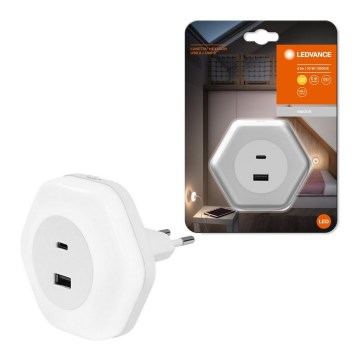 Ledvance - LED Orijentacijska lampa za utičnicu sa USB LUNETTA LED/15W/230V