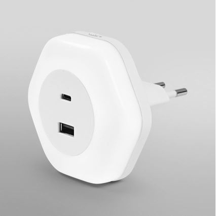 Ledvance - LED Orijentacijska lampa za utičnicu sa USB LUNETTA LED/15W/230V