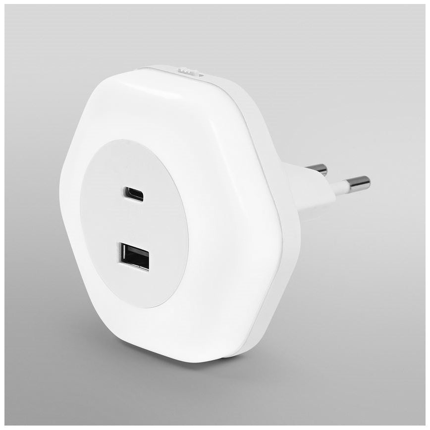 Ledvance - LED Orijentacijska lampa za utičnicu sa USB LUNETTA LED/15W/230V
