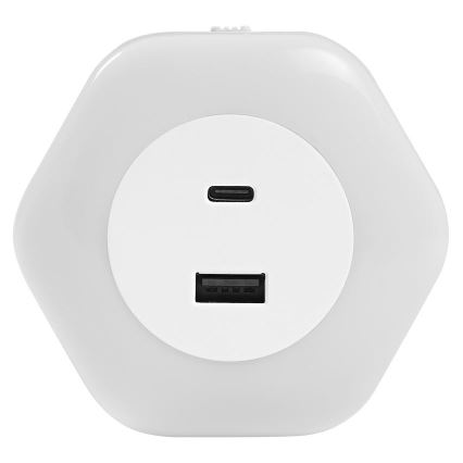 Ledvance - LED Orijentacijska lampa za utičnicu sa USB LUNETTA LED/15W/230V