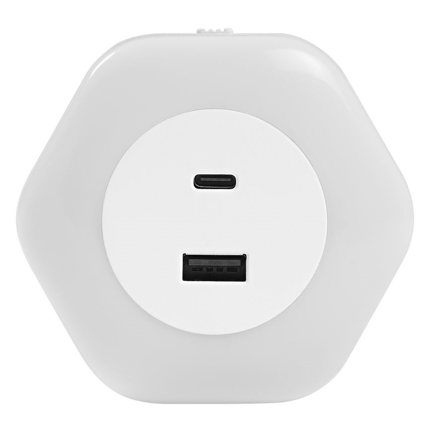 Ledvance - LED Orijentacijska lampa za utičnicu sa USB LUNETTA LED/15W/230V