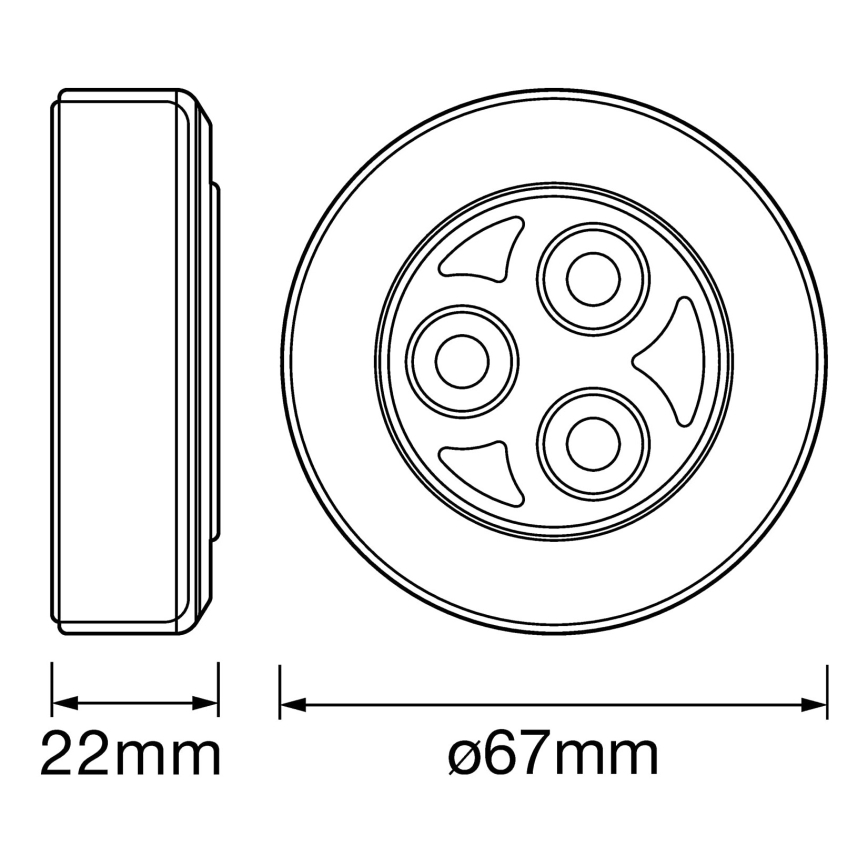 Ledvance - LED Orijentacijsko svetlo na dodir DOT-IT LED/0,2W/3xAAA