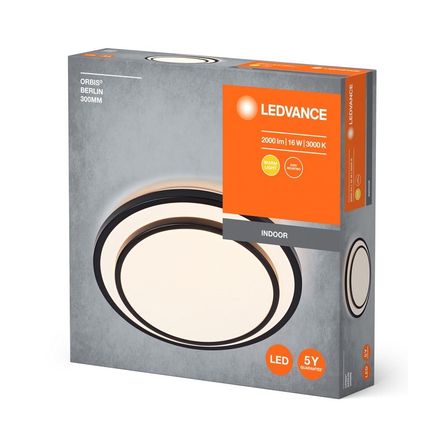 Ledvance - LED Plafonjera ORBIS BERLIN LED/16W/230V crno