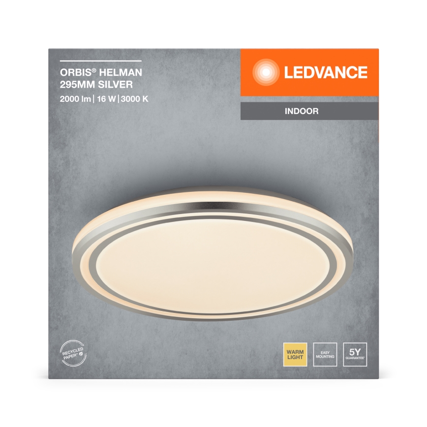 Ledvance - LED Plafonjera ORBIS HELMAN LED/16W/230V pr. 29,5 cm srebrno