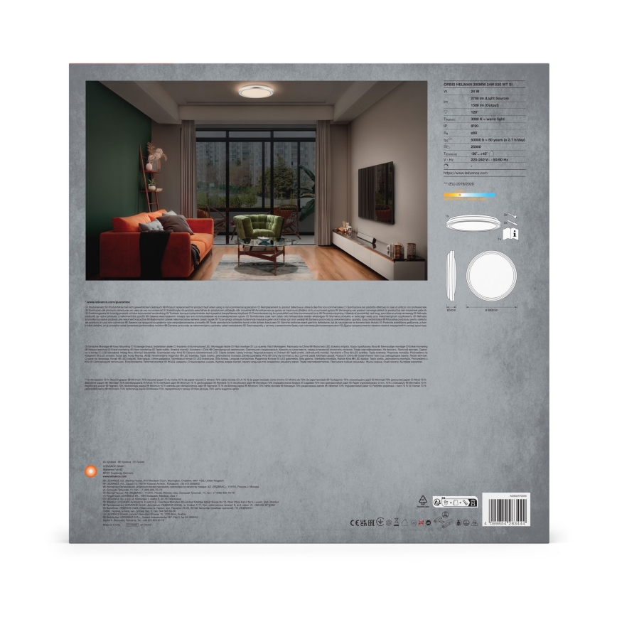 Ledvance - LED Plafonjera ORBIS HELMAN LED/24W/230V pr. 39 cm srebrno