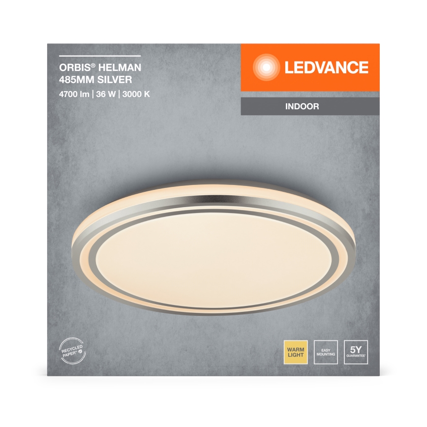 Ledvance - LED Plafonjera ORBIS HELMAN LED/36W/230V pr. 48,5 cm srebrno