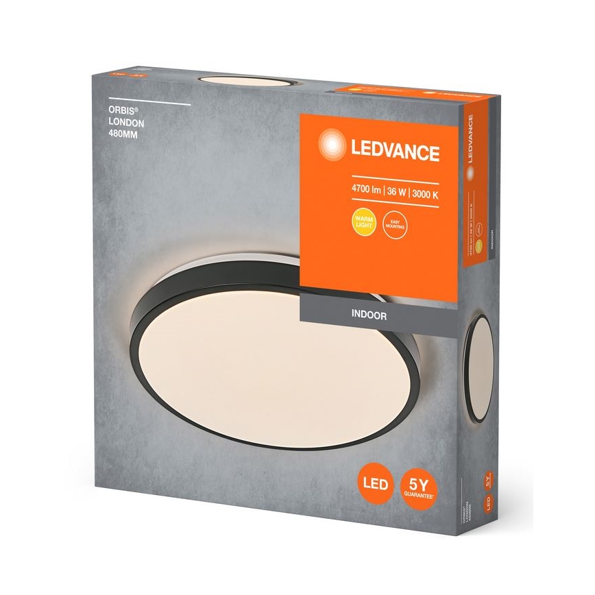 Ledvance - LED Plafonjera ORBIS LONDON LED/36W/230V crno
