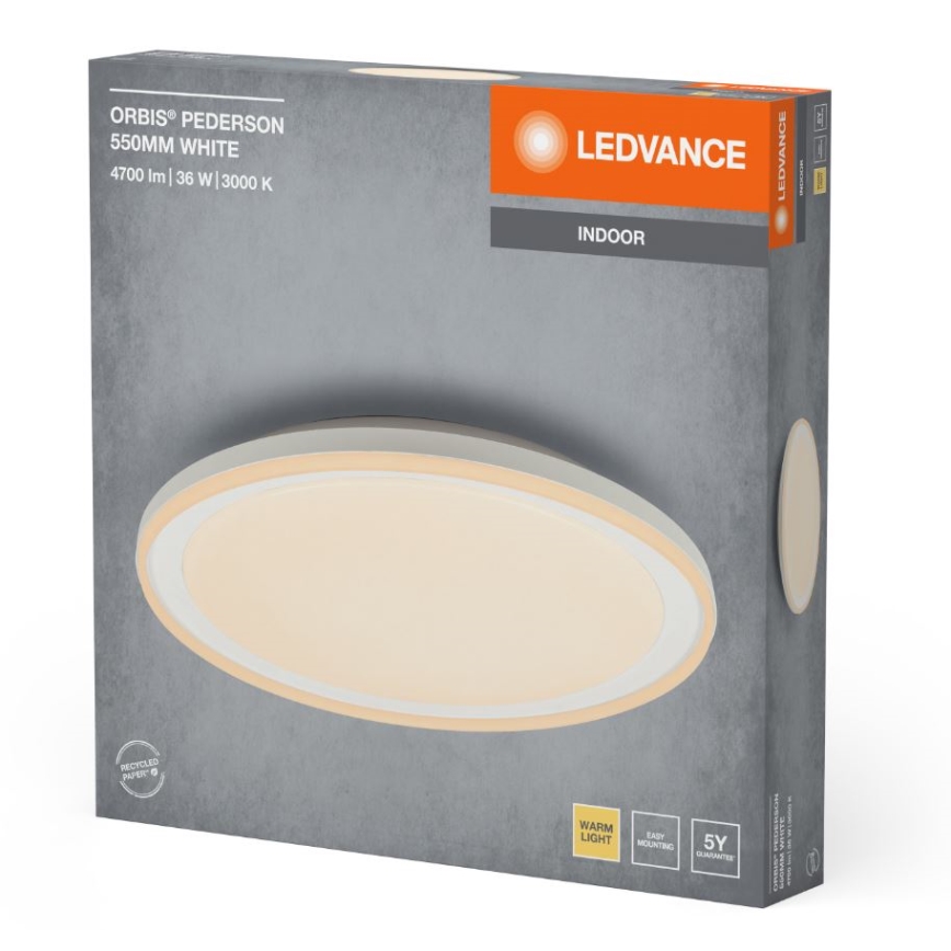 Ledvance - LED Plafonjera ORBIS PEDERSON LED/36W/230V pr. 55 cm bela