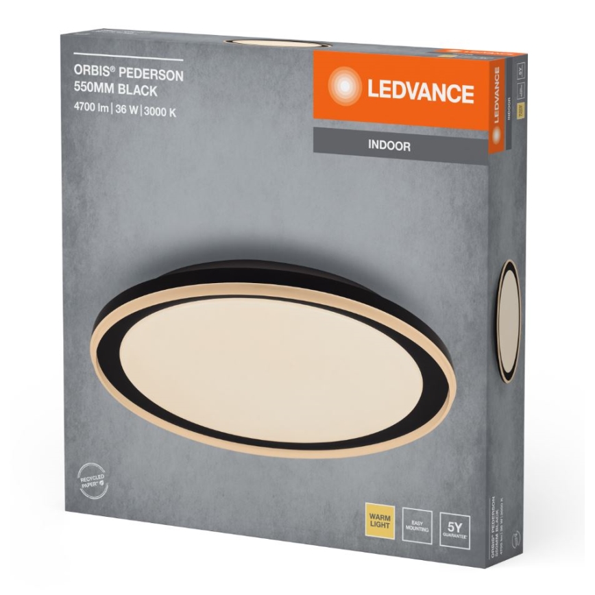 Ledvance - LED Plafonjera ORBIS PEDERSON LED/36W/230V pr. 55 cm crno