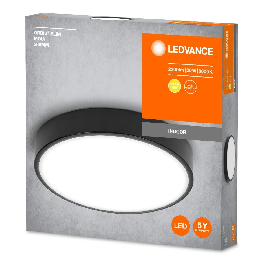 Ledvance - LED Plafonjera ORBIS SLIM LED/20W/230V crno
