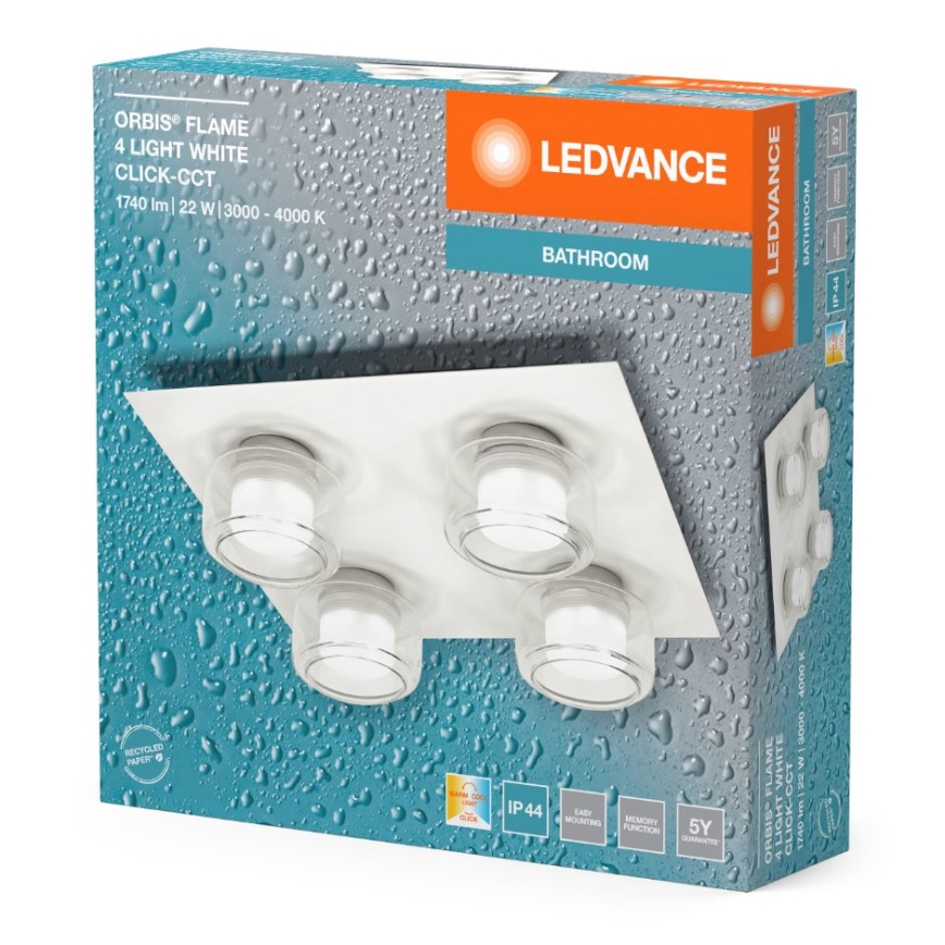 Ledvance - LED Plafonjera za kupatilo ORBIS FLAME 4xLED/5,5W/230V 3000/4000K IP44 bela