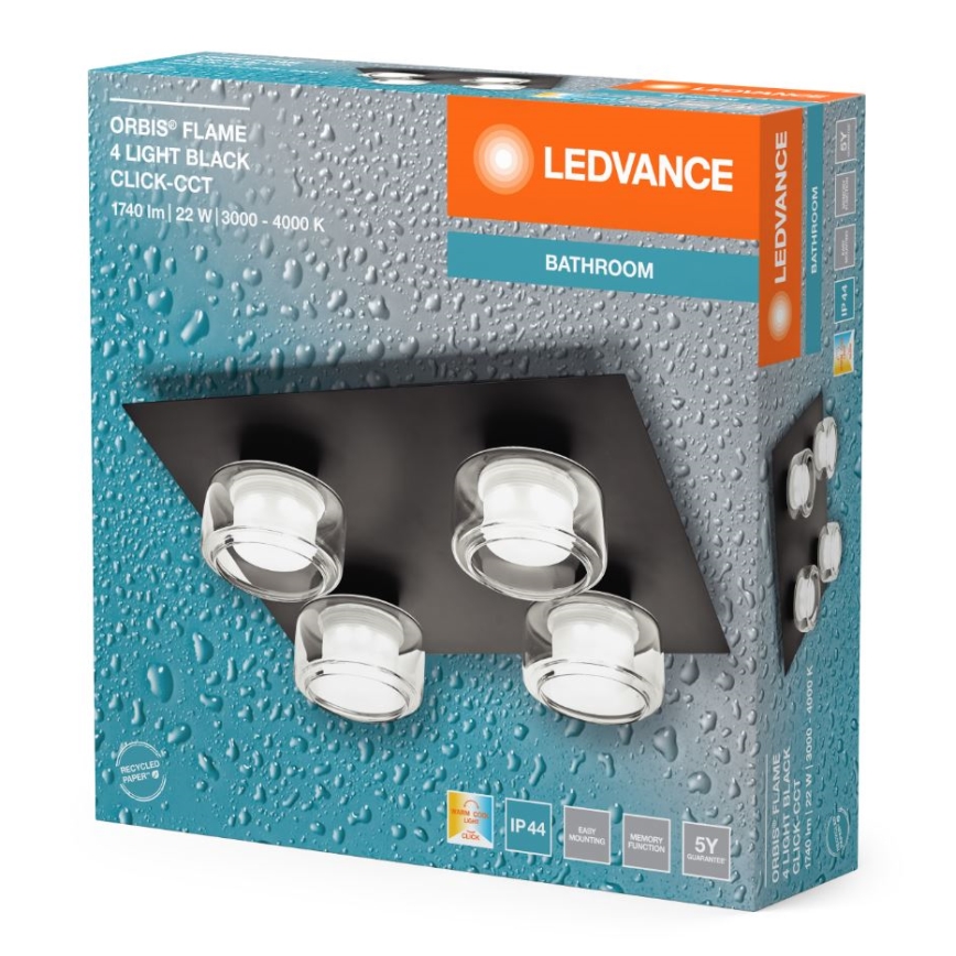 Ledvance - LED Plafonjera za kupatilo ORBIS FLAME 4xLED/5,5W/230V 3000/4000K IP44 crno