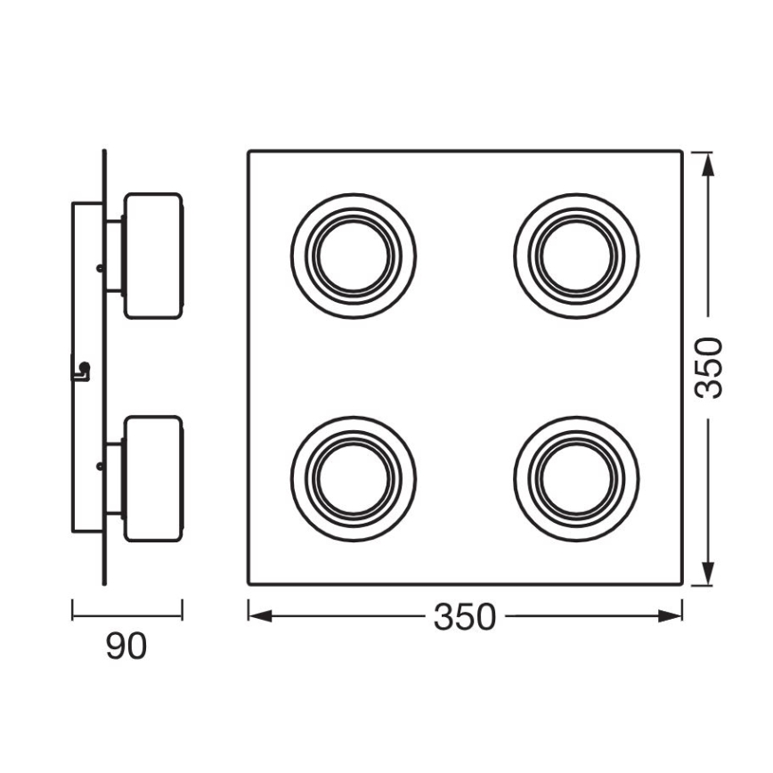 Ledvance - LED Plafonjera za kupatilo ORBIS FLAME 4xLED/5,5W/230V 3000/4000K IP44 crno