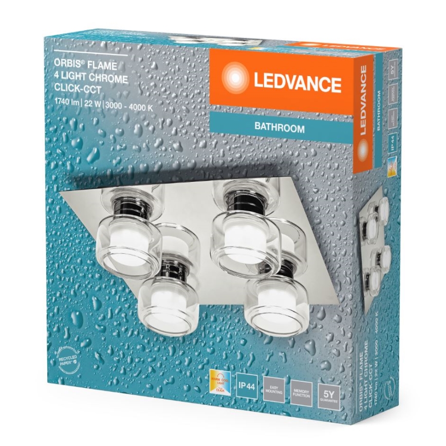 Ledvance - LED Plafonjera za kupatilo ORBIS FLAME 4xLED/5,5W/230V 3000/4000K IP44 krom