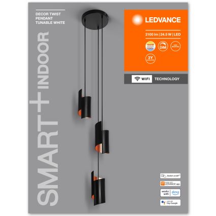 Ledvance - LED prigušiva luster na sajli SMART+ DECOR 3xLED/8W/230V crna Wi-Fi