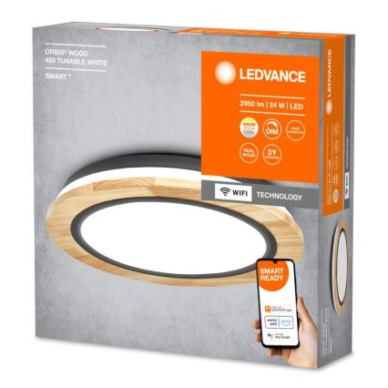 Ledvance - LED Prigušiva plafonjera SMART+ ORBIS WOOD LED/24W/230V 2700-6500K hrast Wi-Fi