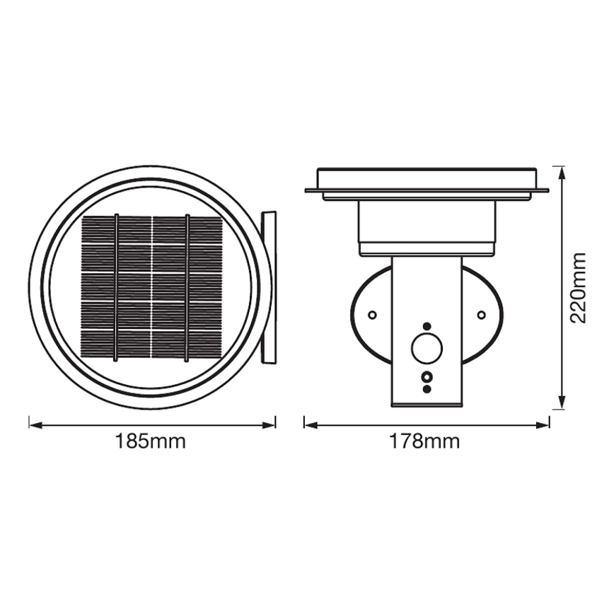 Ledvance - LED prigušiva solarna lampa sa senzorom pokreta i sumraka CIRCLE LED/6W/3,2V 2200 mAh IP44