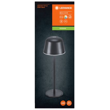 Ledvance - LED Prigušiva vanjska punjiva lampa TABLE LED/2,5W/5V IP54 crno