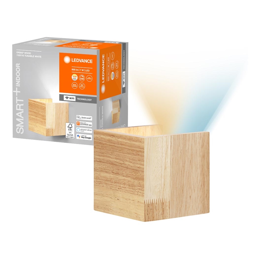 Ledvance - LED prigušiva zidna svetiljka SMART+ WOOD LED/7W/230V 3000-6500K Wi-Fi