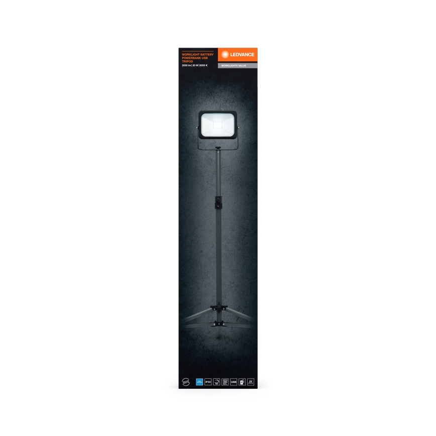 Ledvance - LED Prigušivi reflektor sa držačem WORKLIGHT TRIPOD LED/20W/3,7V IP54