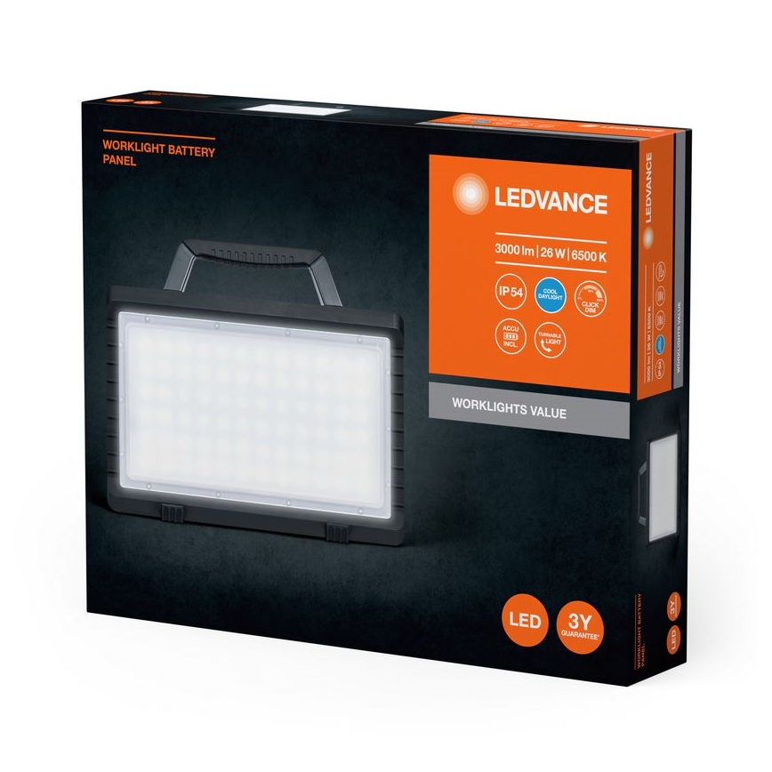 Ledvance - LED Prigušivi spoljni punjivi reflektor WORKLIGHT BATTERY LED/26W/5V IP54