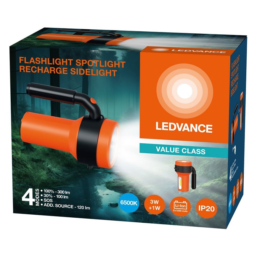 Ledvance - LED punjiva baterijska lampa sa power bankom FLASHLIGHT LED/3W/5V 2400mAh