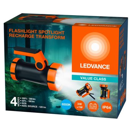 Ledvance - LED punjiva baterijska lampa sa power bankom FLASHLIGHT LED/3W/5V IP64 2400mAh