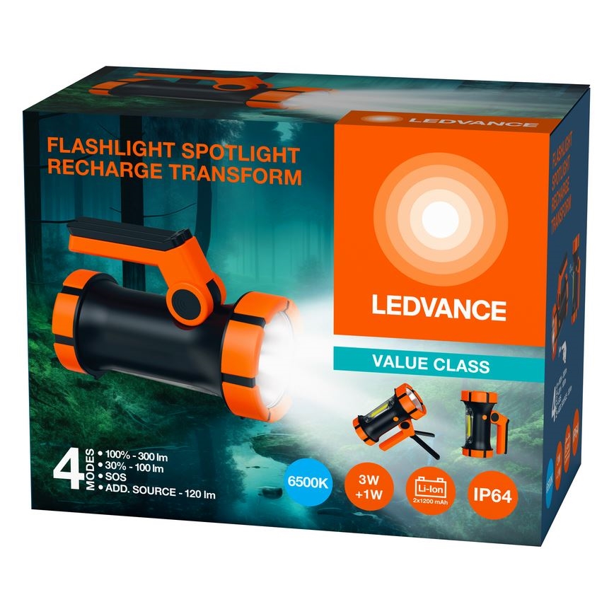 Ledvance - LED punjiva baterijska lampa sa power bankom FLASHLIGHT LED/3W/5V IP64 2400mAh