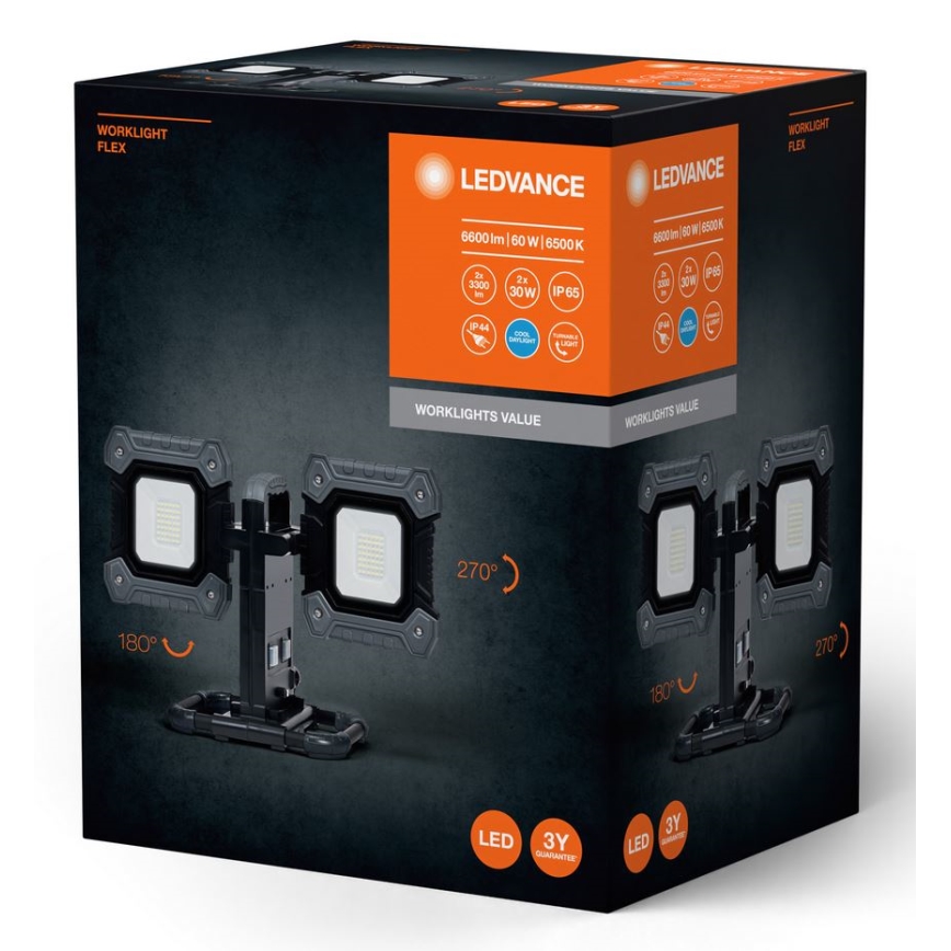 Ledvance - LED Radna baterijska lampa WORKLIGHT FLEX 2xLED/30W/230V IP65