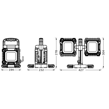 Ledvance - LED Radna baterijska lampa WORKLIGHT FLEX 2xLED/30W/230V IP65