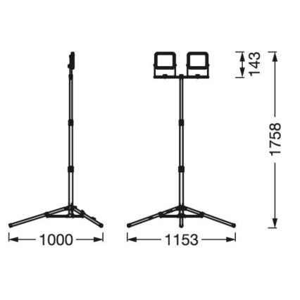 Ledvance - LED spoljašnji reflektor sa stalkom WORKLIGHT TRIPOD 2xLED/10W/230V 6500K IP65